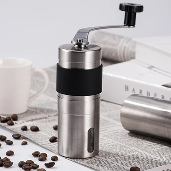 

Mini Portable Manual Ceramic Coffee Grinder Stainless Steel Adjustable Coffee Beans Mill Storage Rubber Loop Easy Cleaning