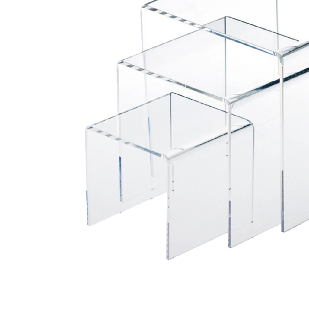 

3,4,5 Inch Square Acrylic 1/8'' Riser Display Stands Showcase Set, Clear