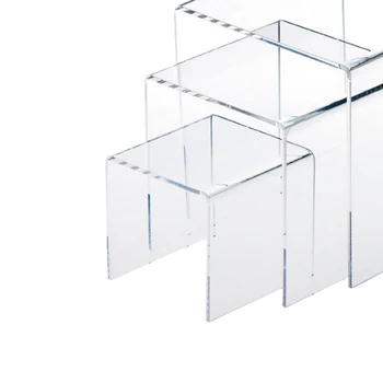 

3,4,5 Inch Square Acrylic 1/8'' Riser Display Stands Showcase Set, Clear