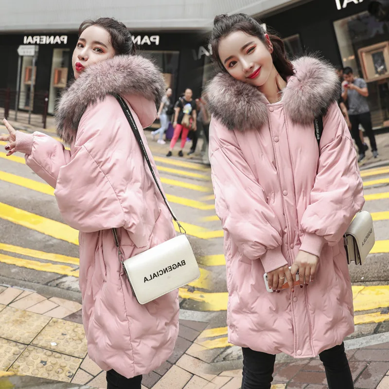 

Cotton-padded Clothes Women's Mid-length 2018 Winter New Style Loose-Fit Slimming down Jacket Cotton-padded Clothes over-the-Kne