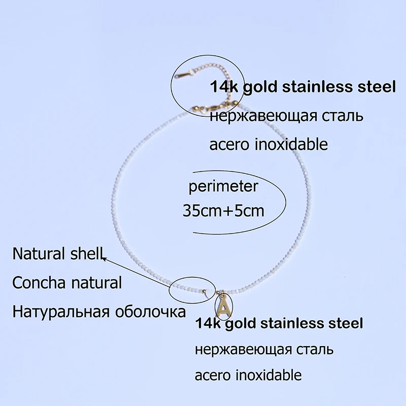 Stainless Steel Initial Heart Necklace for Women Natural Shell Beads Letter Choker Fashion Jewelry Boho Streetwear Collier Femme - Image 2