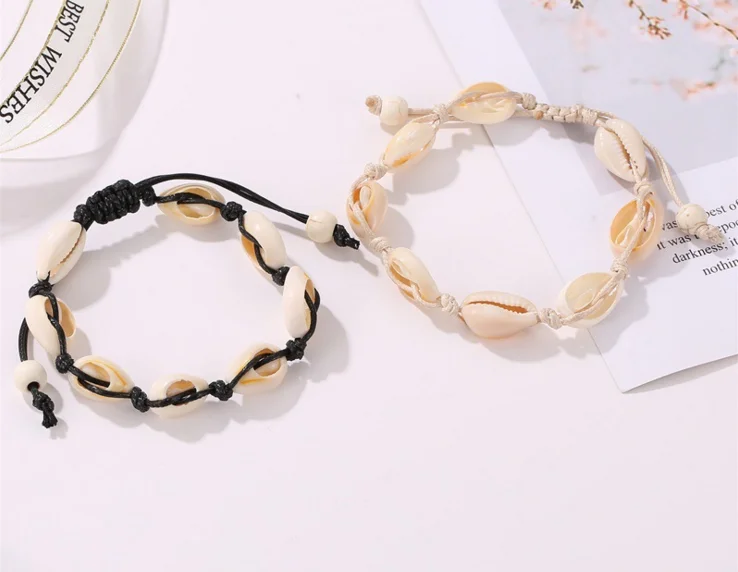 Lucky Boho Sea Shells Bracelets &amp Bangles Rope Chain Bracelet Woman Girls Simple Beach Jewelry Best Friend Gifts | Украшения и