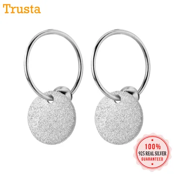 

Trusta Womens Fashion 100% 925 Solid Sterling Silver Small Wafer Charm Hoop Earrings For Women Sterling-silver-jewelry DS1175