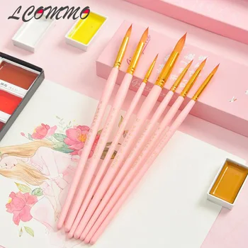 

7pcs/Lot Different Size Artist Fine Nylon Hair Paint Brush Set for Watercolor Acrylic Oil Painting Brushes Drawing Art Supplie