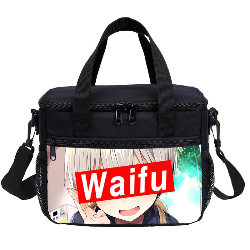 Малый мешок обеда мальчиков девочек Забавный мультфильм Sugoi Senpai аниме Waifu письмо 3D печать льда мешок изолированный тепловой Пикник Ланчбокс