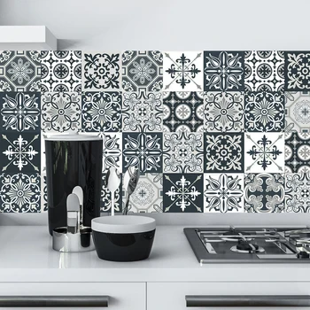 Portuguese Style Ceramic kitchen Tiles Abstract Pattern Wall Sticker Home Decoration Wallpaper Wall Background Art Wall Decals