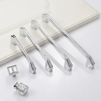 

Crystal Dresser Pull Drawer Knobs Pulls Handles Glass Rhinestone Cabinet Door Handle Silver Modern Hardware Bling Decor