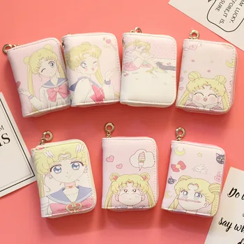 

New Arrival Sailor Moon short Style Purse Girls Wallet PU Leather With Card Slot For Student Women Wallet Leather Clutch Bags