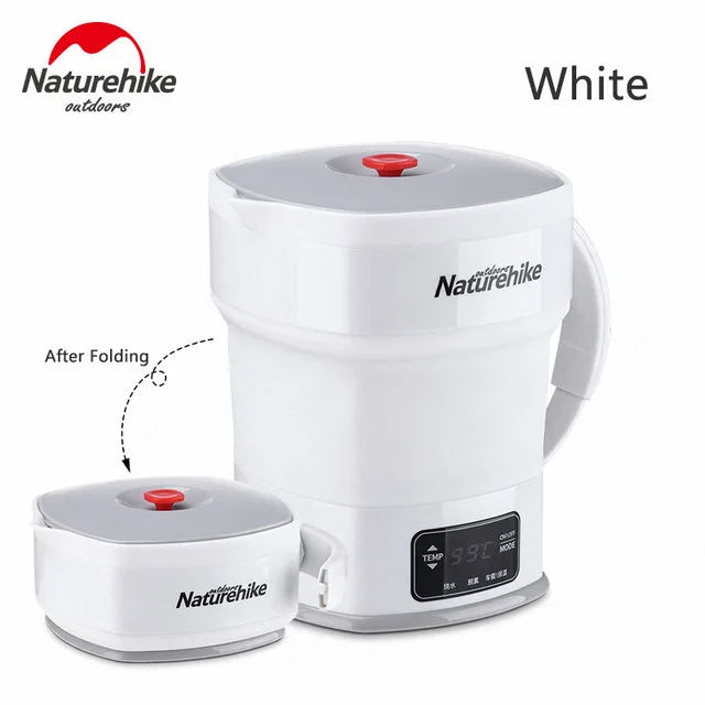 White Naturehike 800 мл Открытый Путешествия складной чайник Портативный мини изоляция автомобиля силиконовый чайник для пеших прогулок кемпинга самостоятельной тур - Цвет: White