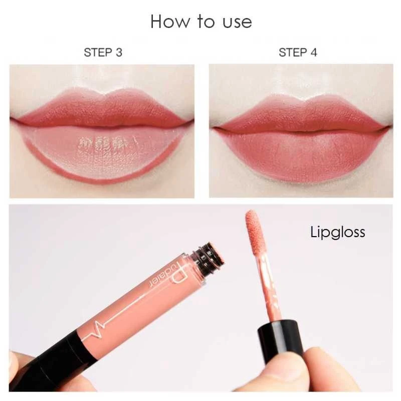 16 Color Double-ended Lipgloss Lips Makeup Waterproof Matte Lip Gloss Lipliner Pencil Red Nude Pink Purple Liquid Lipsticks Matt 16 Color Double-ended Lipgloss Lips Makeup Waterproof Matte Lip Gloss Lipliner Pencil Red Nude Pink Purple Liquid Lipsticks Matt