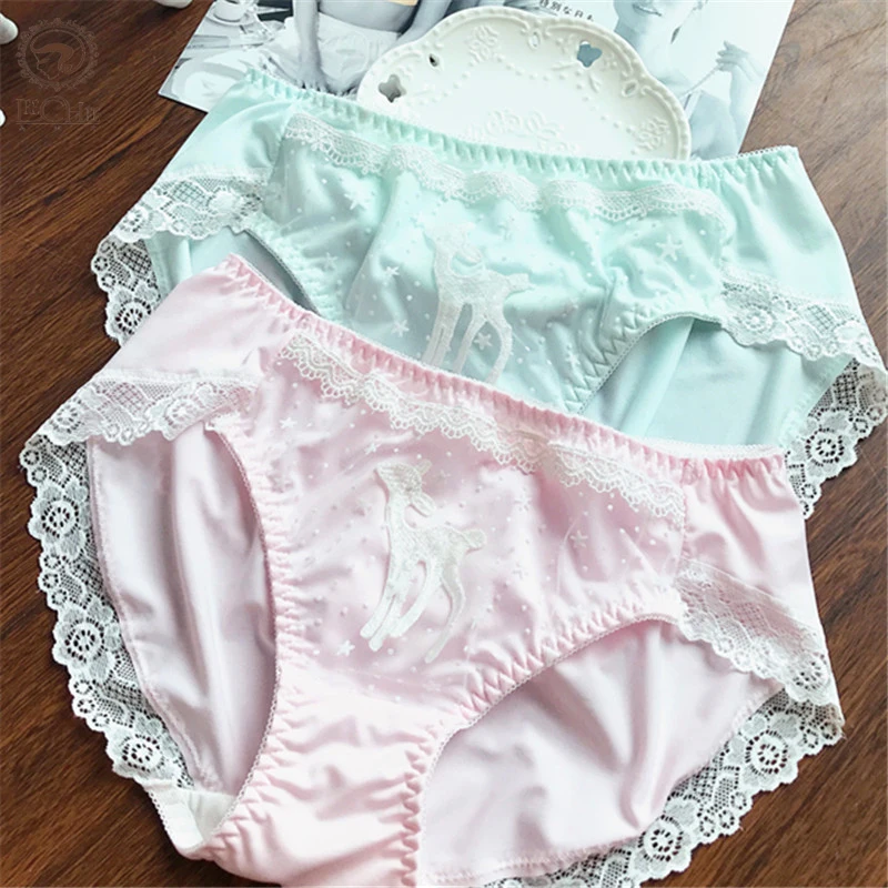 

Japanese Panties Women Pinkpanties Lait Soie Sexy Lace Underwear Women Lingerie Ropa Interior Femenine Cutecartoon Animal Briefs