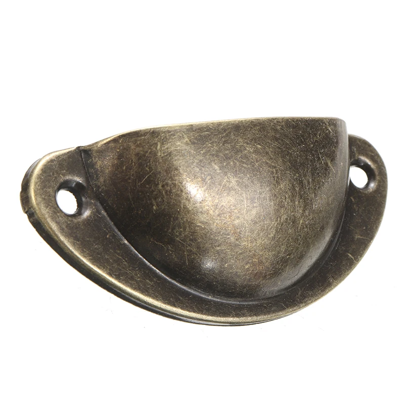 24 Pcs/set 4Colors Antique Iron Shell Cup Pull Handle Vintage Shell Drawer Pull Knob Handle for Kitchen Drawer Cabinet Door Home