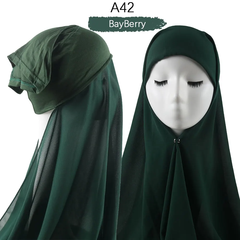 Women Muslim Instant Chiffon Hijab With Cap Underscarf Bonnet HIjabs  Scarf Islam Headscarf Headwrap Turbante