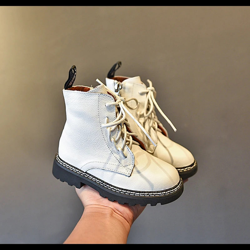 Осенние детские Ботинки Martin; ботильоны для мальчиков; кожаные ботинки для маленьких девочек; детская брендовая черная обувь; модная мягкая обувь; повседневные ботинки; школьная обувь