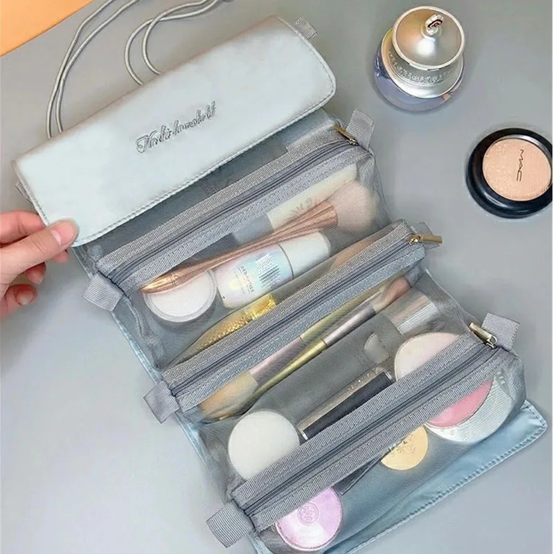 Travel Cosmetic Bag Women Mesh Make Up Box Bags Beautician Necessarie Toiletry Makeup Brushes Lipstick Storage Organizer | Багаж и сумки
