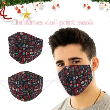 

1Pcs Unisex Adult Christmas Doll Printing Face Mask PM2.5 Windproof Dustproof Reusable Face Mask Gasket Can Be Added mascarillas