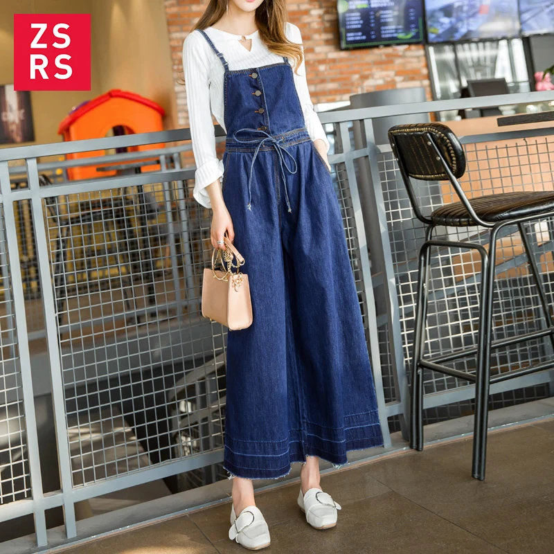 

ZSRS Autumn and winter new products Women Wide Leg Jeans Jumpsuits Casual Loose Female Denim Overalls Vintage Washed Rompers