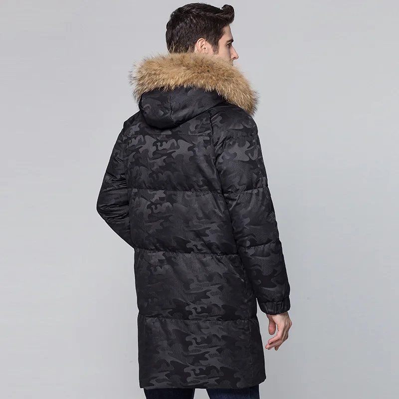 

New 2020 Duck Down Jacket Men Racoon Fur Collar Men's Winter Jackets Long Camouflage Thick Warm Coat for Men Parka KJ563 's s