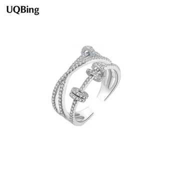 

Luxury Full Crystal 925 Sterling Silver Cross Wedding Circle Rings Women 2019 Jewelry