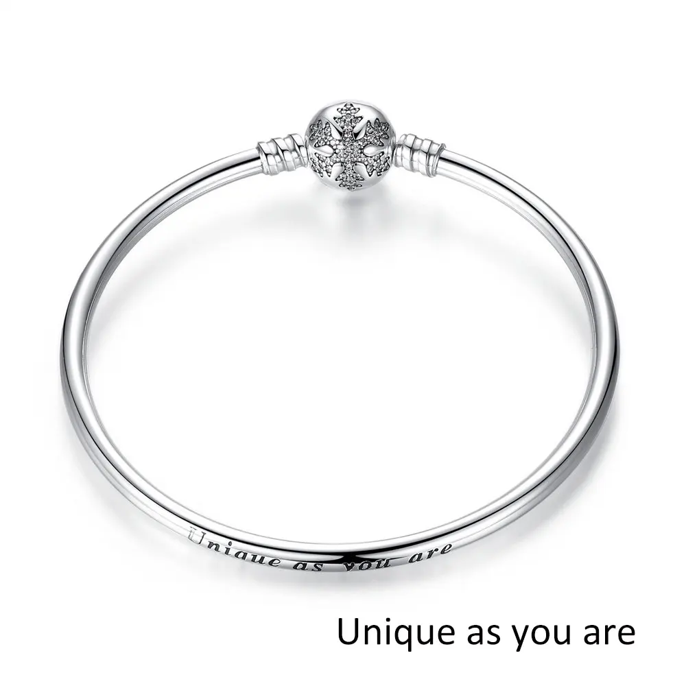 Pulseira 925 пробы серебряный браслет Femme Снежинка Сердце голубой глаз Femme змеиная цепь браслеты и ювелирные женские браслеты - Окраска металла: WEUS915