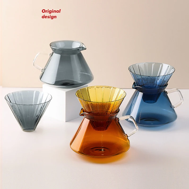 Drip Coffee Maker Set Japanese Style Creative Original Color Heat-resistant Glass V60 Filter Cup Cloud Sharing Pot | Дом и сад