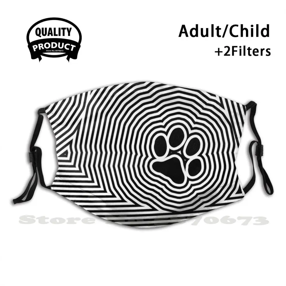 

Paddy Little Paws - White Anti Dust Face Mask Washable Filter Reusable Paws Feet Dog Cat Stripes Lines Black