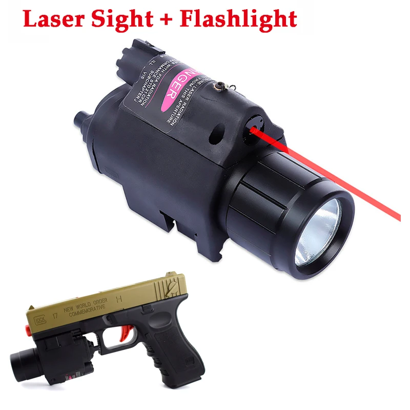 

2 In 1 Tactical Red / Green Laser Sight and LED Torch 20mm Rail Pistol Gun Laser Military Glock Laser Optics Sight Hunting Gear