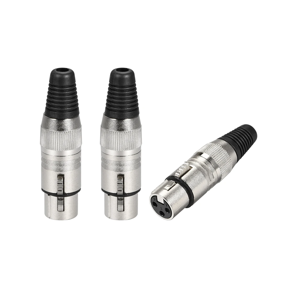 

uxcell 3pcs 3-Pin XLR Connector,Microphone Mic Cable Plug Adapter Connector, FemaleSilverToneBlac