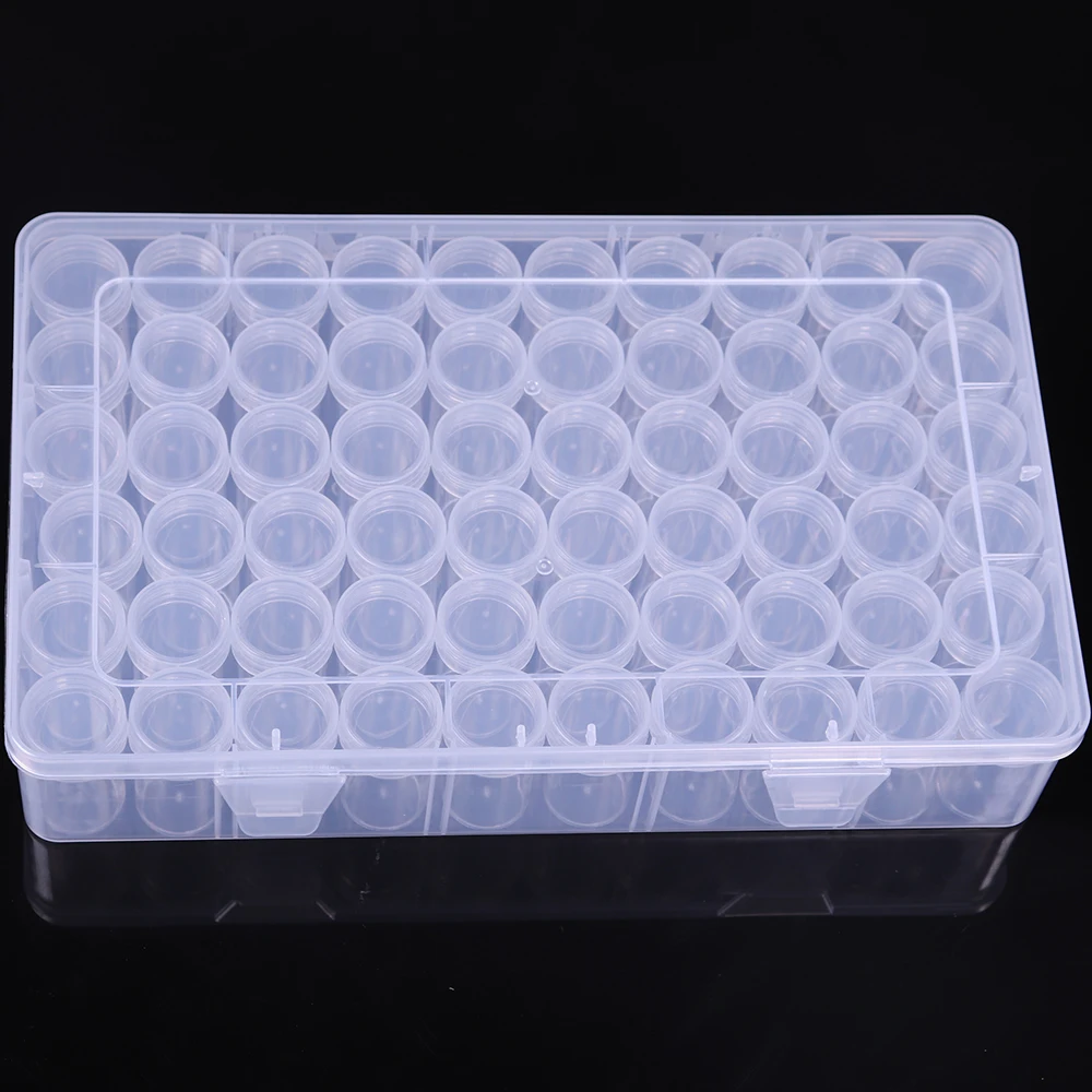 

60 Bottles Box Transparent Container Case Diamond Painting Accessories Diamond Embroidery Beads Storage Box Organizer Tools