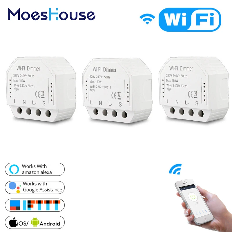 DIY Smart WiFi Light LED Dimmer Switch Smart Life/Tuya APP Remote Control 1/2 Way Switch,Works with Alexa Echo Google Home DIY Smart WiFi Light LED Dimmer Switch Smart Life/Tuya APP Remote Control 1/2 Way Switch,Works with Alexa Echo Google Home