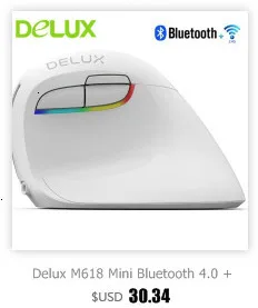 Delux M618Plus эргономичная Вертикальная мышь Проводная 6 кнопок игровая мышь 600/1000/1600 dpi USB оптическая компьютерная мышь с светодиодный подсветкой
