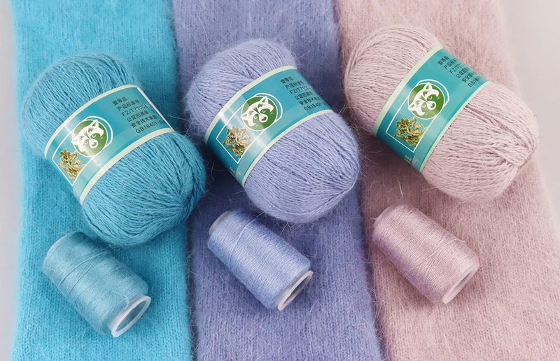 Angora Rabbit 14s/2 Plush Cashmere Mink Yarn Quality DIY Hand KNITTING YARN Winter Warm Soft Sweater Hat пряжа 2pcs 50g+20g/set knitting yarn knitting wool yarn crochet yarn cotton yarn cotton knitting yarn wool yarn cashmere yarn