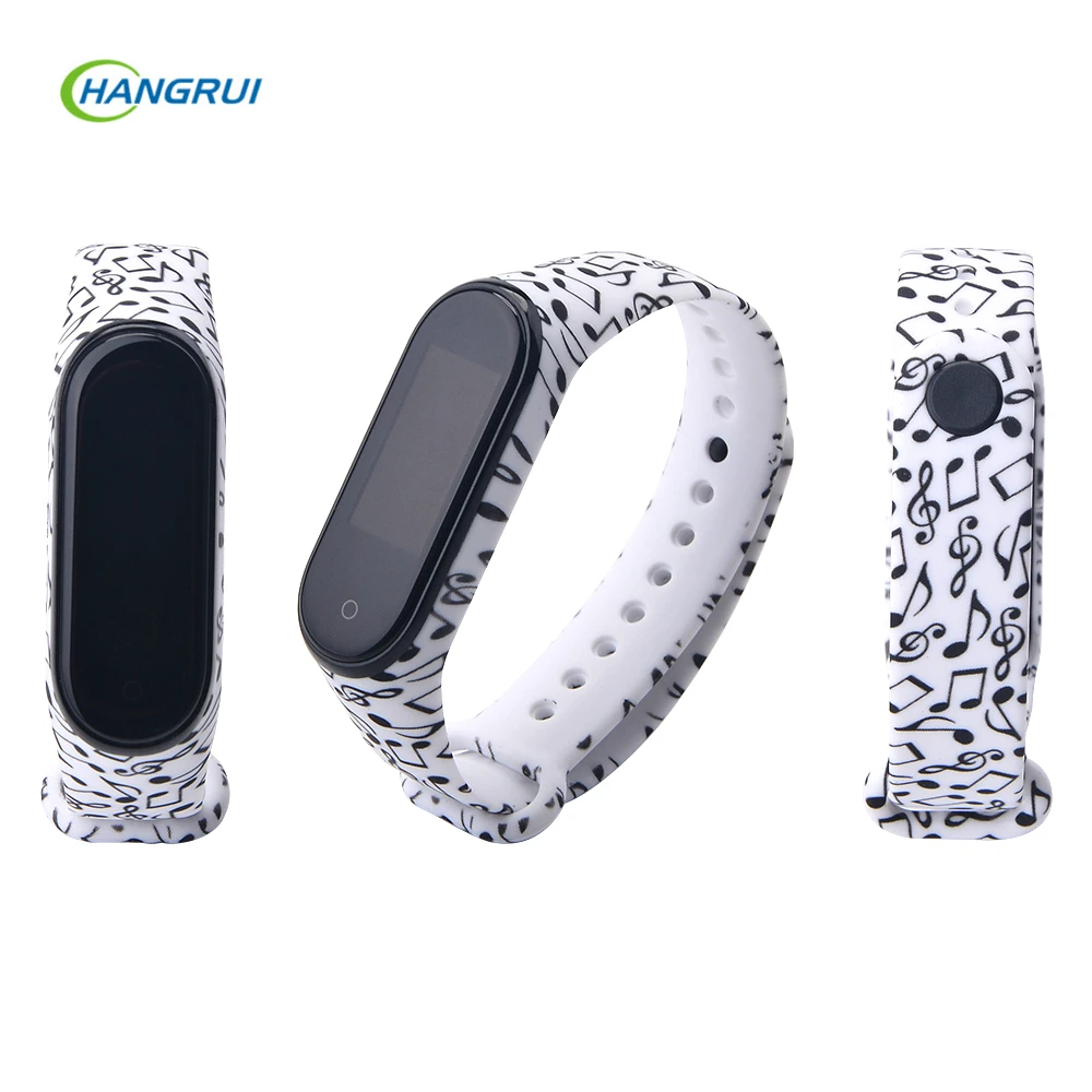 music Для mi band 3 4 ремешок с принтом силиконовый ремешок на запястье для xiaomi mi band 3 Replacemet Камуфляжный браслет для mi band 3 браслет - Цвет: music