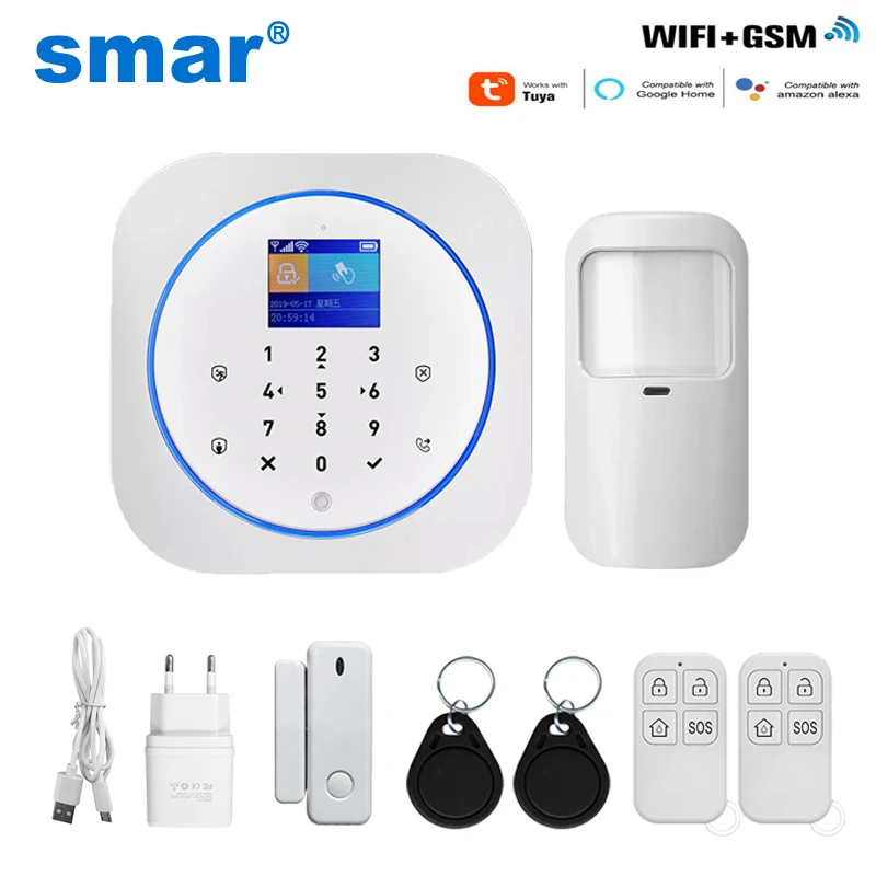 US $40.24 Home Alarm System Wifi Gsm Alarm Intercom Remote Control 433mhz Detectors Ios Android Tuya App Control Touch Keyboard