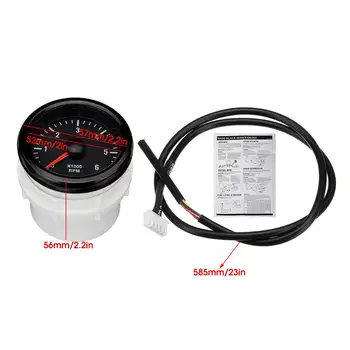 

Hot Car 52mm 0-6000 RPM (On dash) White Electrical Tachometer Gauge For Diesel Motor Engine