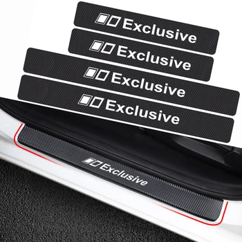 

4pcs Car Styling Exclusive Emblem Badge Car Door Sill Anti Scratch Protector Carbon Fiber Sticker Auto Styling Decoration Decal