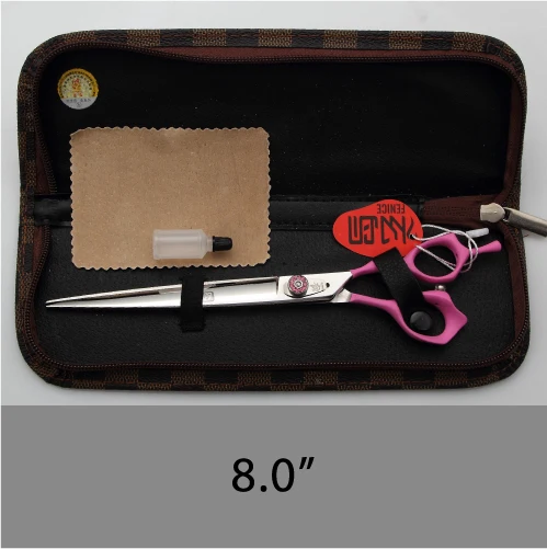 8 inch pink Fenice 7,0 7,5 8,0 дюймов Профессиональный Собака уход за животными ножницы для стрижки волос резки прямые ножницы tesoura - Цвет: 8 inch pink
