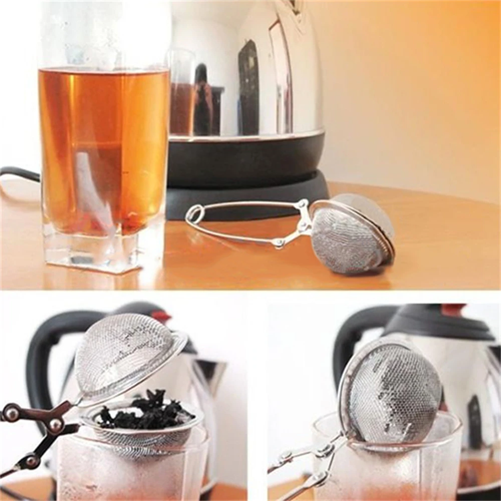 Tea Infuser Spoon Tea Leaves Strainer Herb Mesh Ball Infuser Filter Squeeze Strainer Stainless Steel Tea Cup Clip Holder