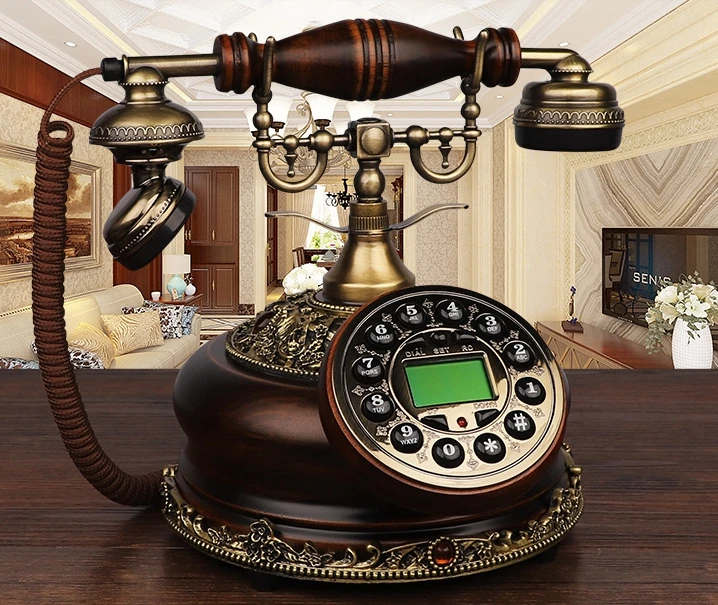 Античный телефон из цельного дерева, модный винтажный телефон/повторный набор номера