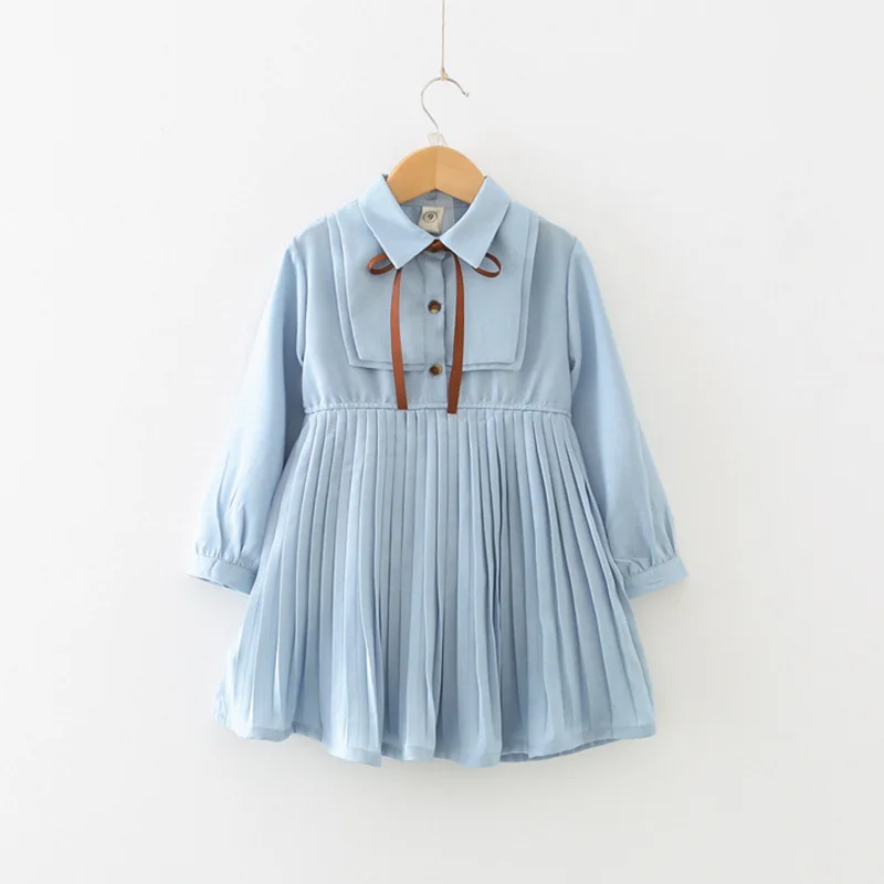 

Princess girls dress Korean temperament pleated dress 2019 girls autumn new waist long sleeve cute dress vestidos girl clothes