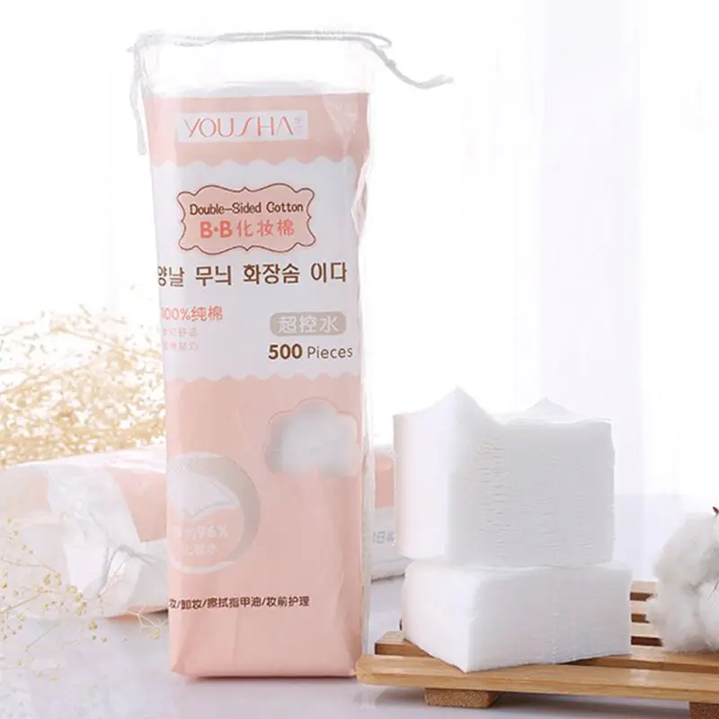 Almohadillas de algodón de maquillaje, quitamanchas finas no tejidas, 500 unids/bolsa, removedor de tejidos