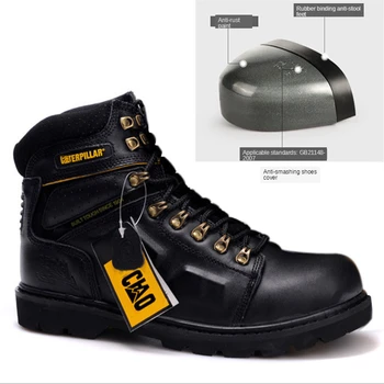 

Genuine Leather Men's Work Safety Shoes Breathable Construction Protective Footwear Steel Toe Anti-smashing Non-slip Snow Boots