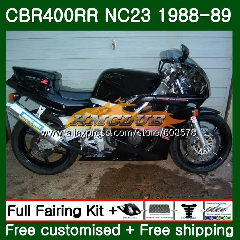 CBR400 RR для HONDA NC23 CBR400RR 1988 1989 1990 1991 1992 1993 96CL. 61 черный глянец CBR 400 RR 400RR 88 89 90 91 92 93 обтекатели