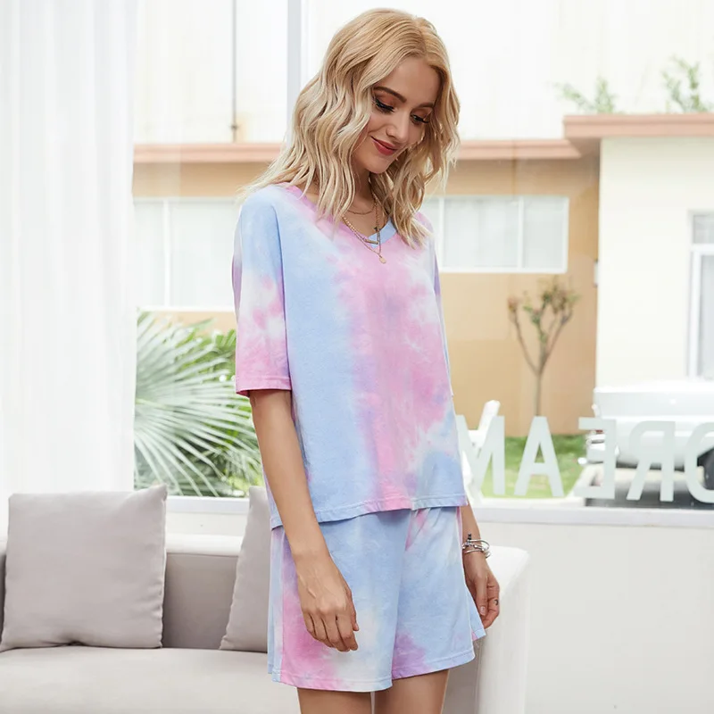 Women's Pajamas Cotton Short Sleeve Ladies Pijama Sets Homewear Cute Cartoon Lounge Wear T-shits Simple Sleepwear Pyjamas