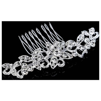 

Wedding Bridal Hair Comb Clip Crystal Rhinestone Diamante Flower Silver