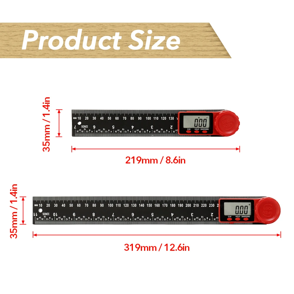 Цифровая линейка транспортира 360 градусов угол измерения Угол Finder дюймов Метрическая линейка линейки Плотницкие Инструменты для регулировки угла