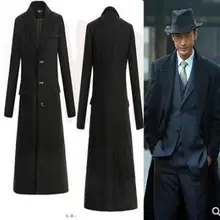 M-4XL, новинка, Мужская одежда, ультра длинный шерстяной Тренч, повседневное пальто размера плюс, облегающее шерстяное пальто с воротником выше колена