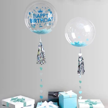 

18/20/24/36 inch Happy Birthday Decoration Helium Bobo Balloons Confetti Transparent PVC Balloon Wedding Accessories