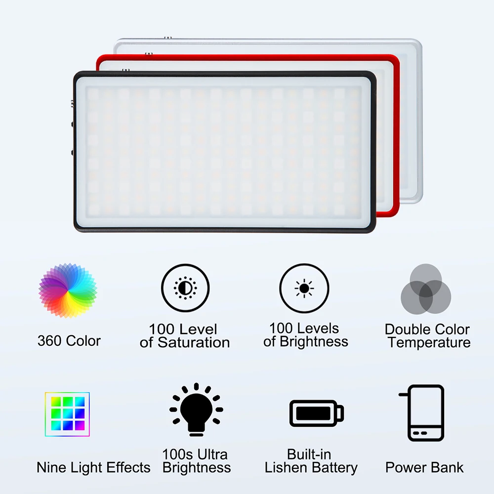 Мини-карманная Светодиодная панель видео световая панель power Bank функция камеры заполняющая свет 3200 K-5600 K RA> 96+ 360 цветов 9 общий свет