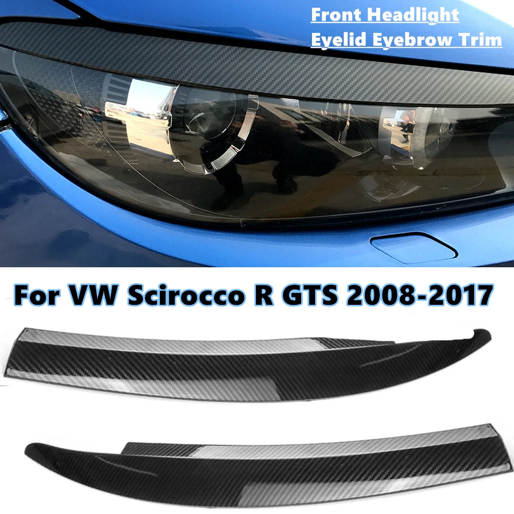 

Пара для передних фар VW Scirocco R GTS 2008 2009 2010 2011-2017, глянцевый черный/углеродное волокно